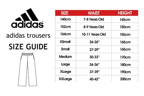 adidas tracksuit pants size chart.